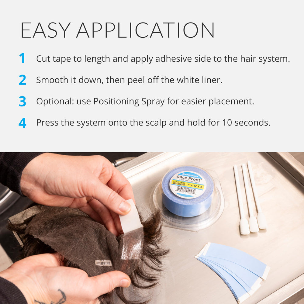 Walker Tape during wig application illustrating secure placement and ease