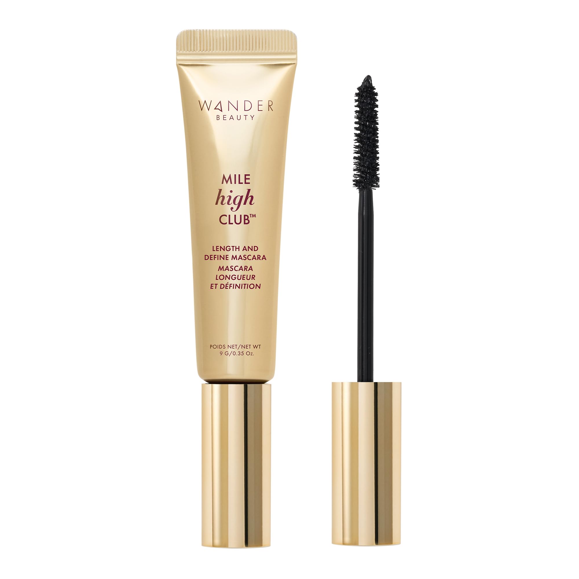 Wander Beauty front packaging showing compact mascara tube and product name for easy identification