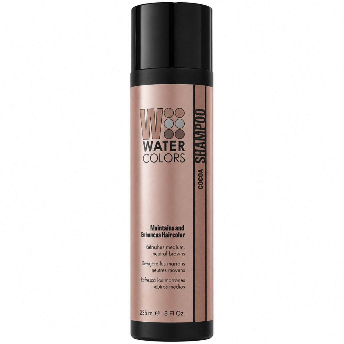Watercolors front packaging showing cocoa color and product benefit