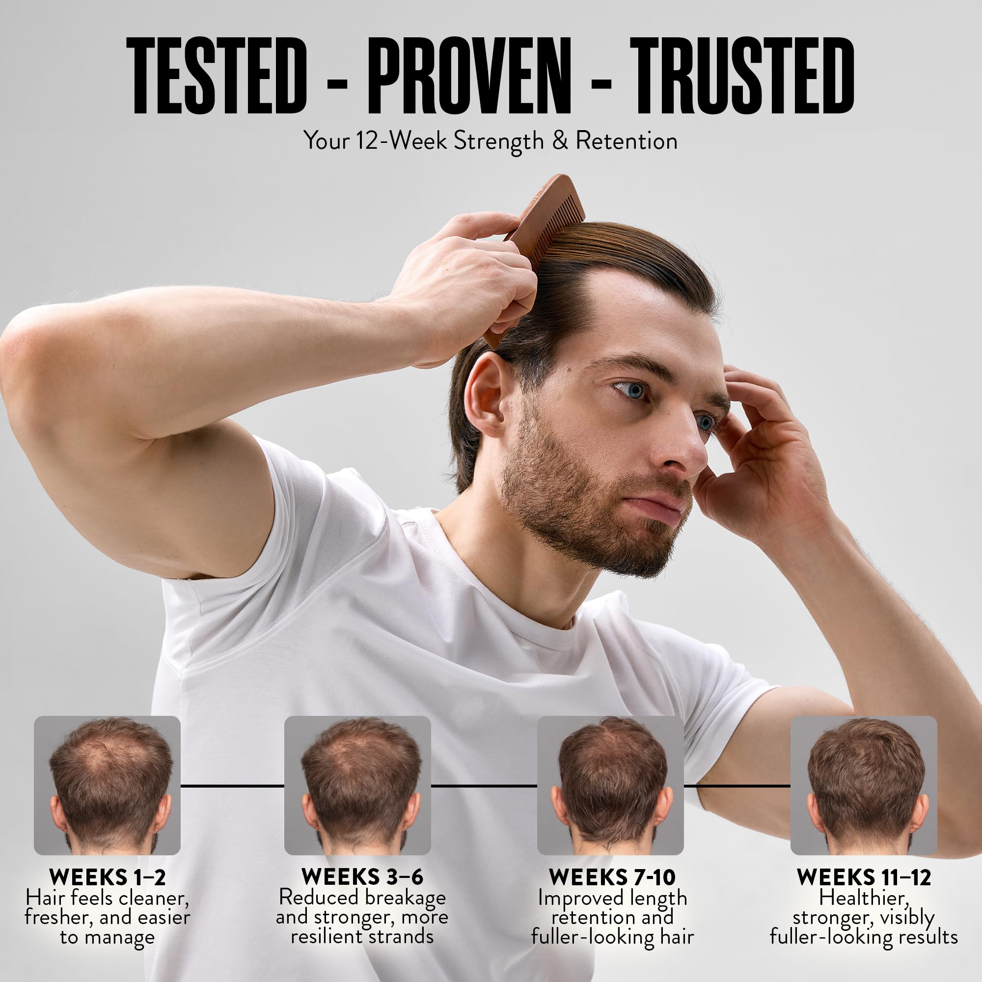Watermans Grow Me before and after comparison suggesting fuller-looking hair