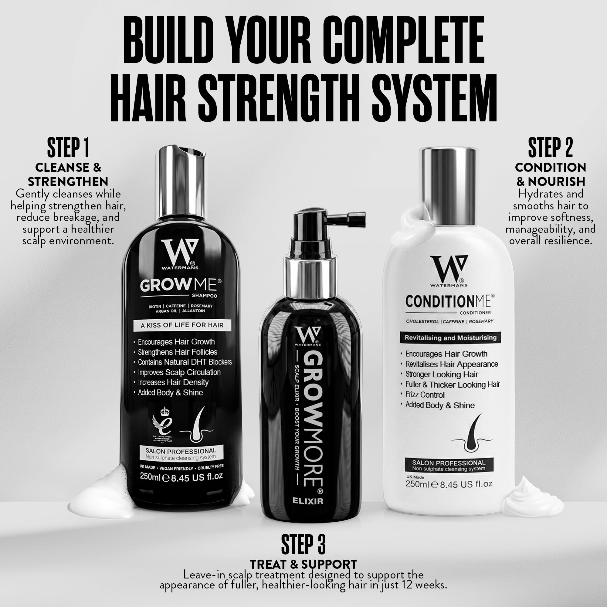 Watermans Grow Me paired with conditioner for complete nourishing routine