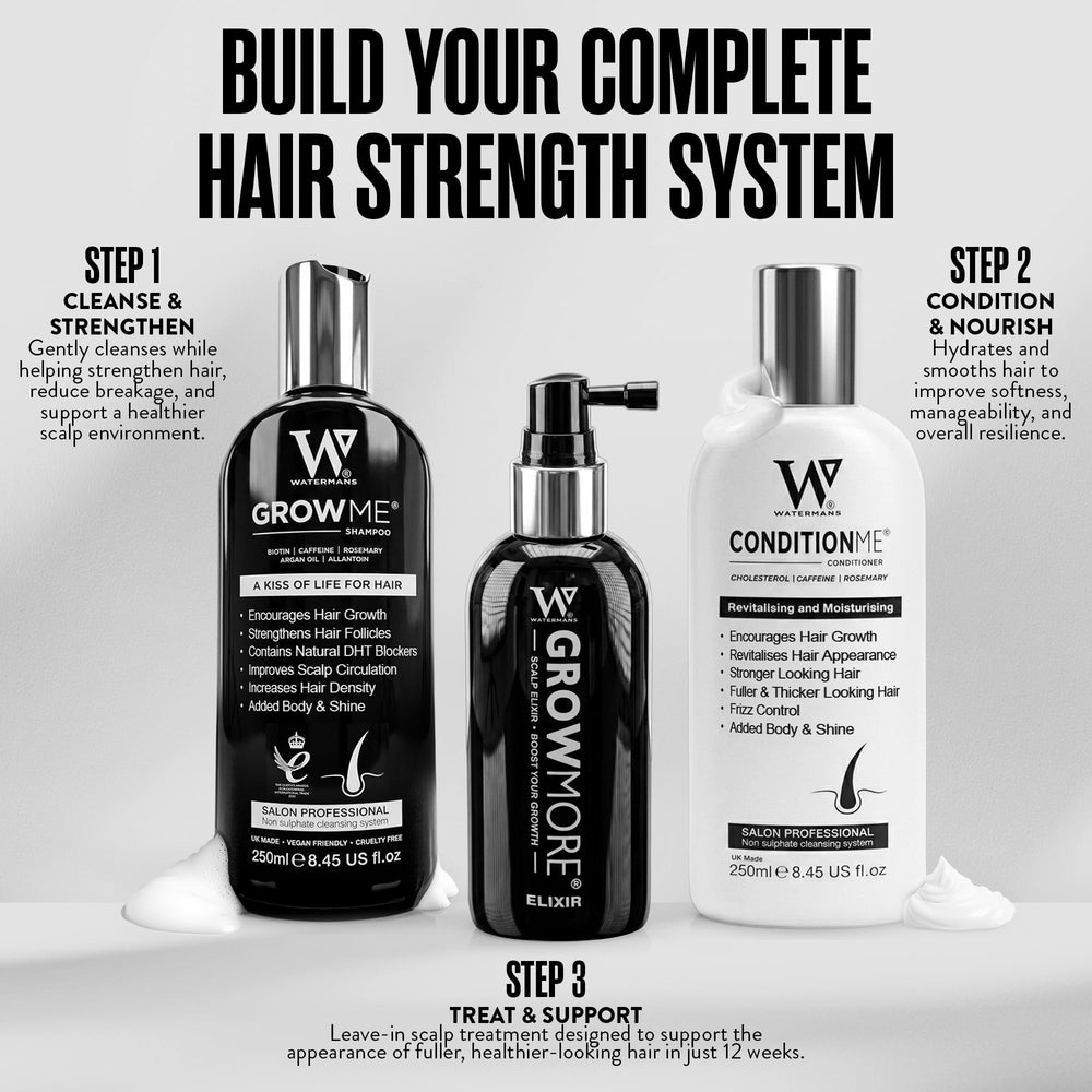 Watermans Grow Me paired with conditioner for complete nourishing routine