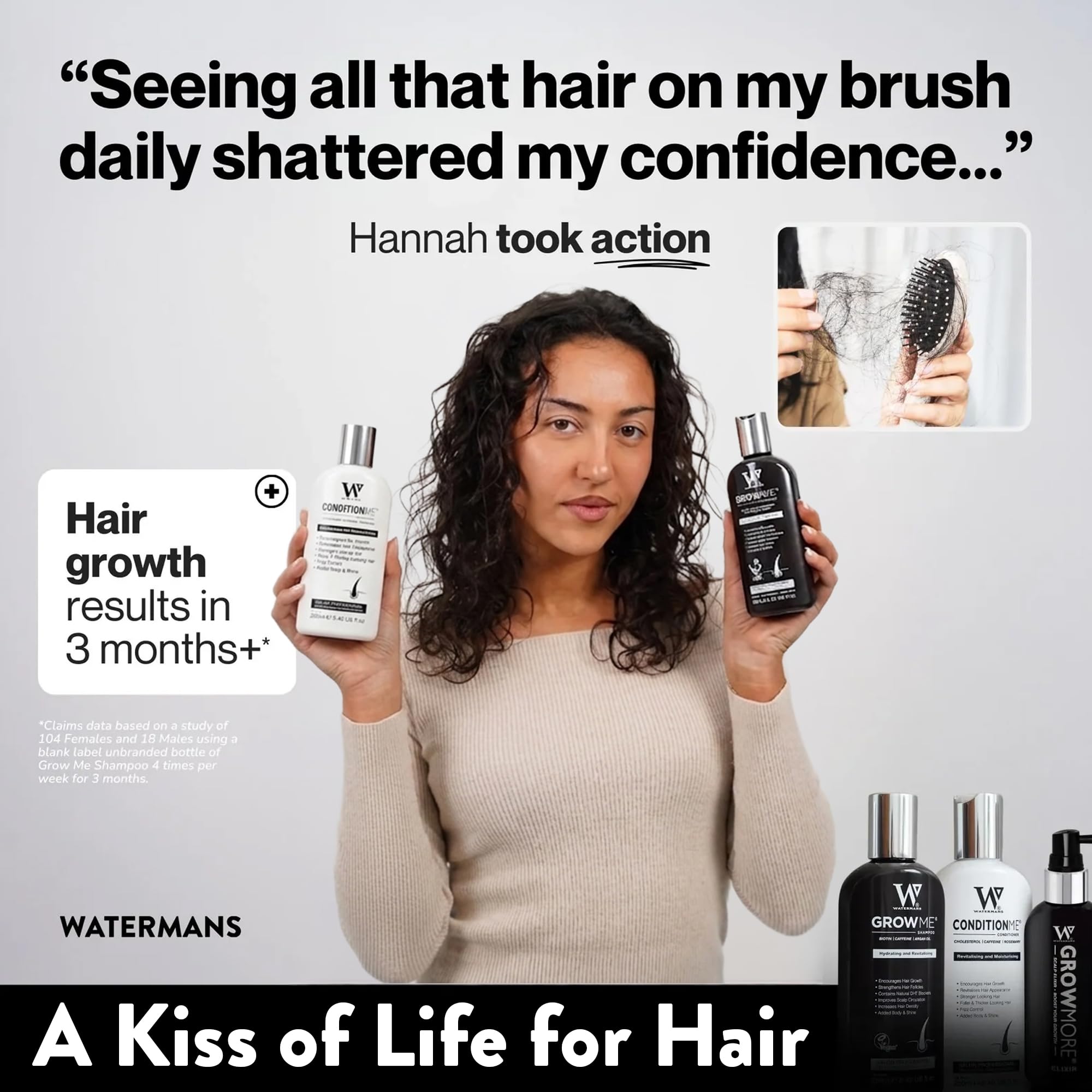 Watermans unisex model applying shampoo to wet hair demonstrating suitable use for men and women