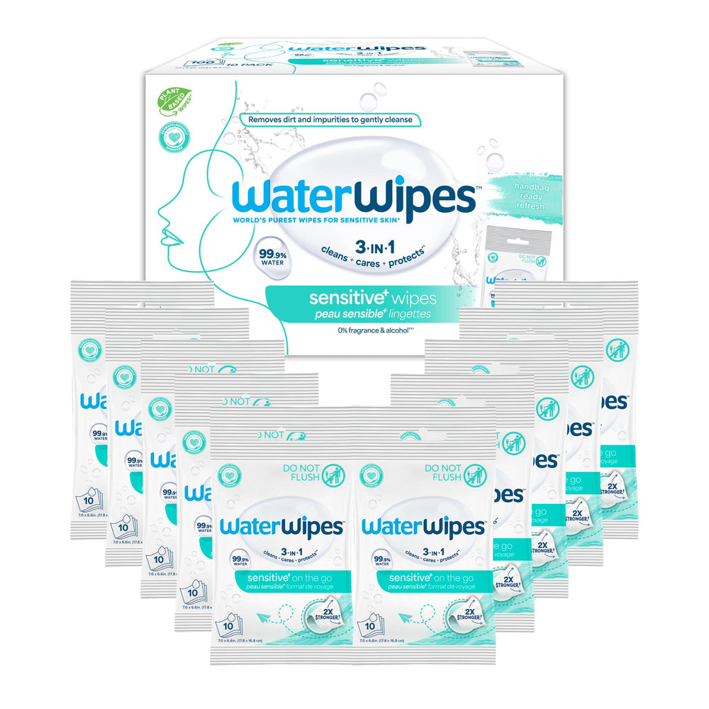 WaterWipes front pack showing label and unscented benefit