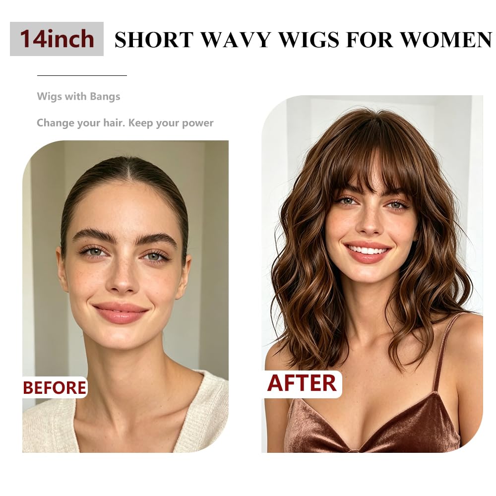 WAVE&BREEZE side profile of wavy bob with bangs for flattering framing benefit