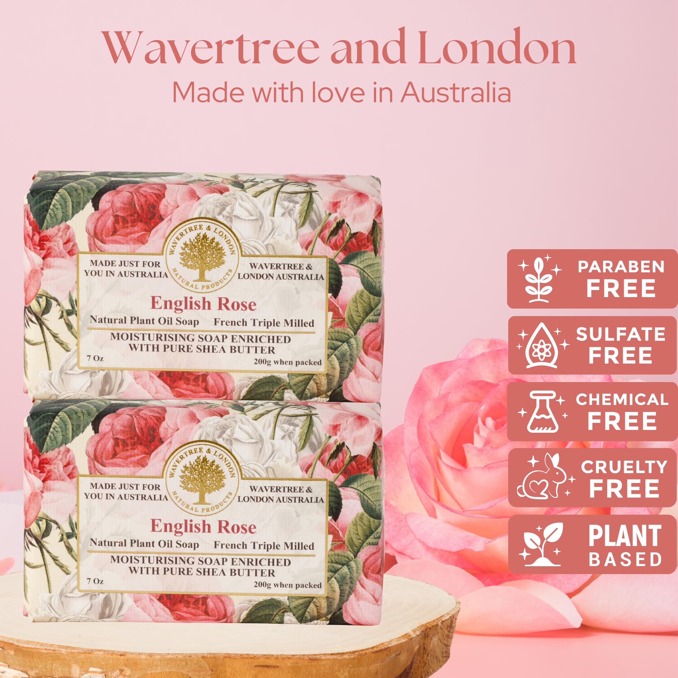 Wavertree & London soap bar close-up texture highlighting triple-milled creamy lather