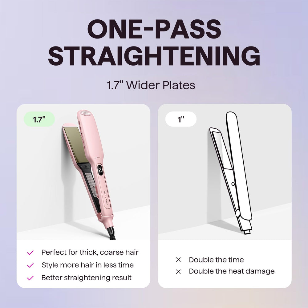 wavytalk 1.75-inch plate next to ruler, faster coverage for thick hair