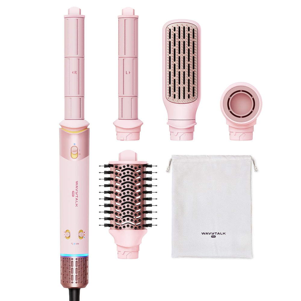 wavytalk front view of Airshape Pro showing compact ergonomic handle and attachments for easy styling