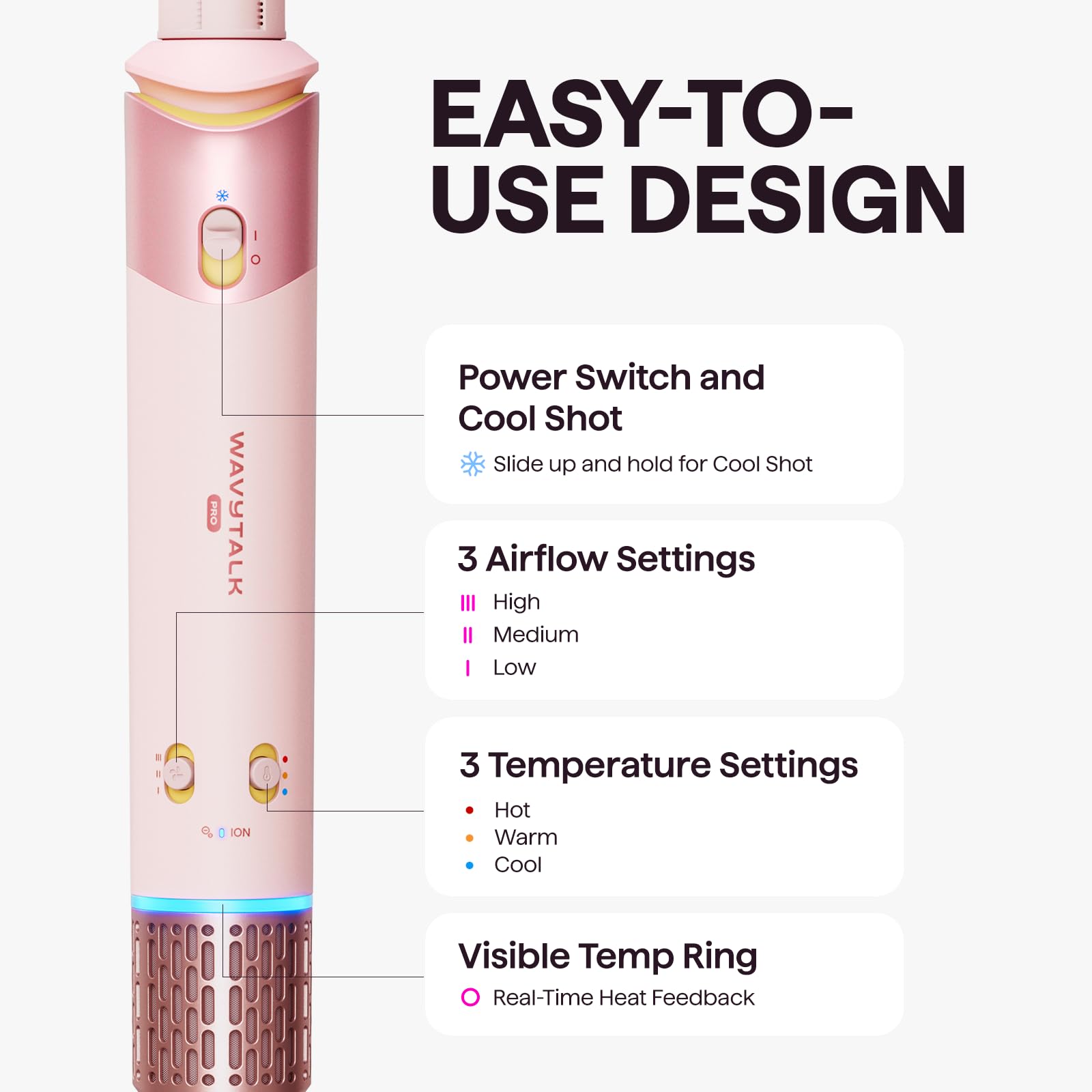 wavytalk Airshape Pro curling hair in hand showing one-step airflow curl creation and defined results