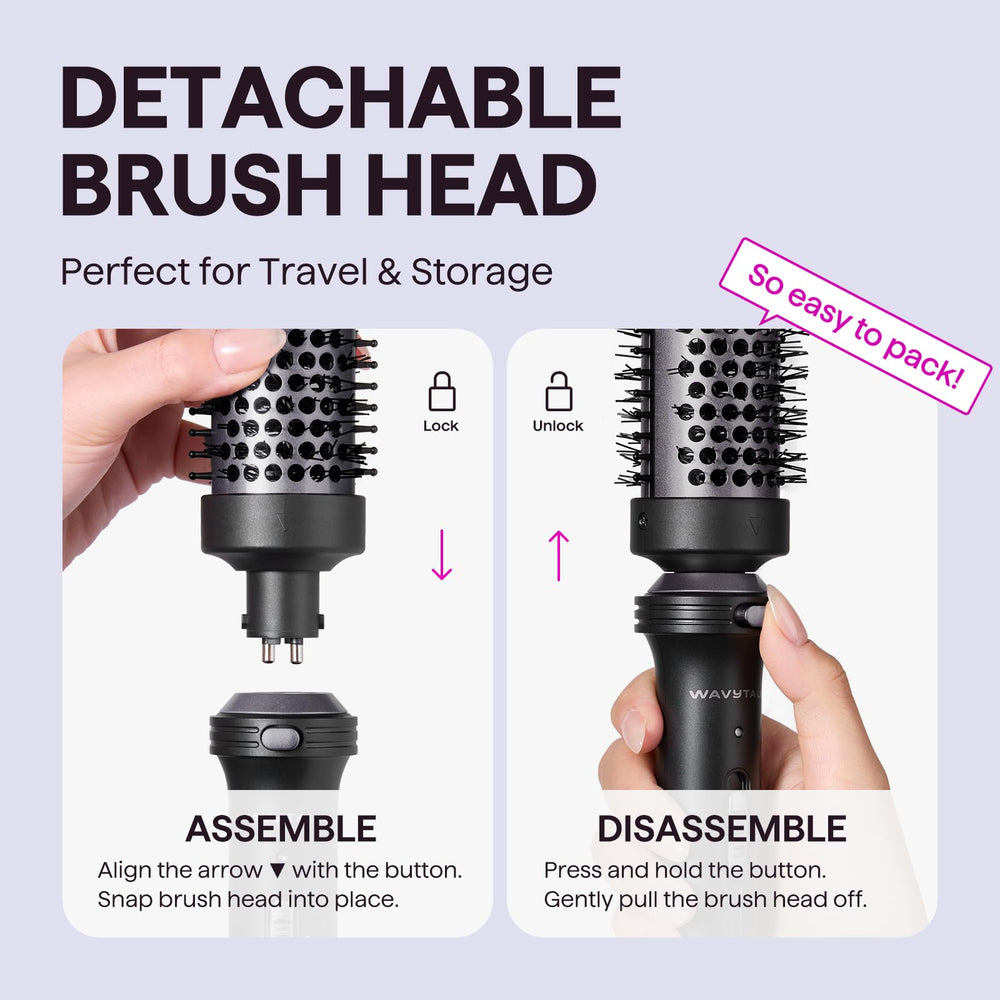 wavytalk brush held in hand to show size and comfortable grip for control