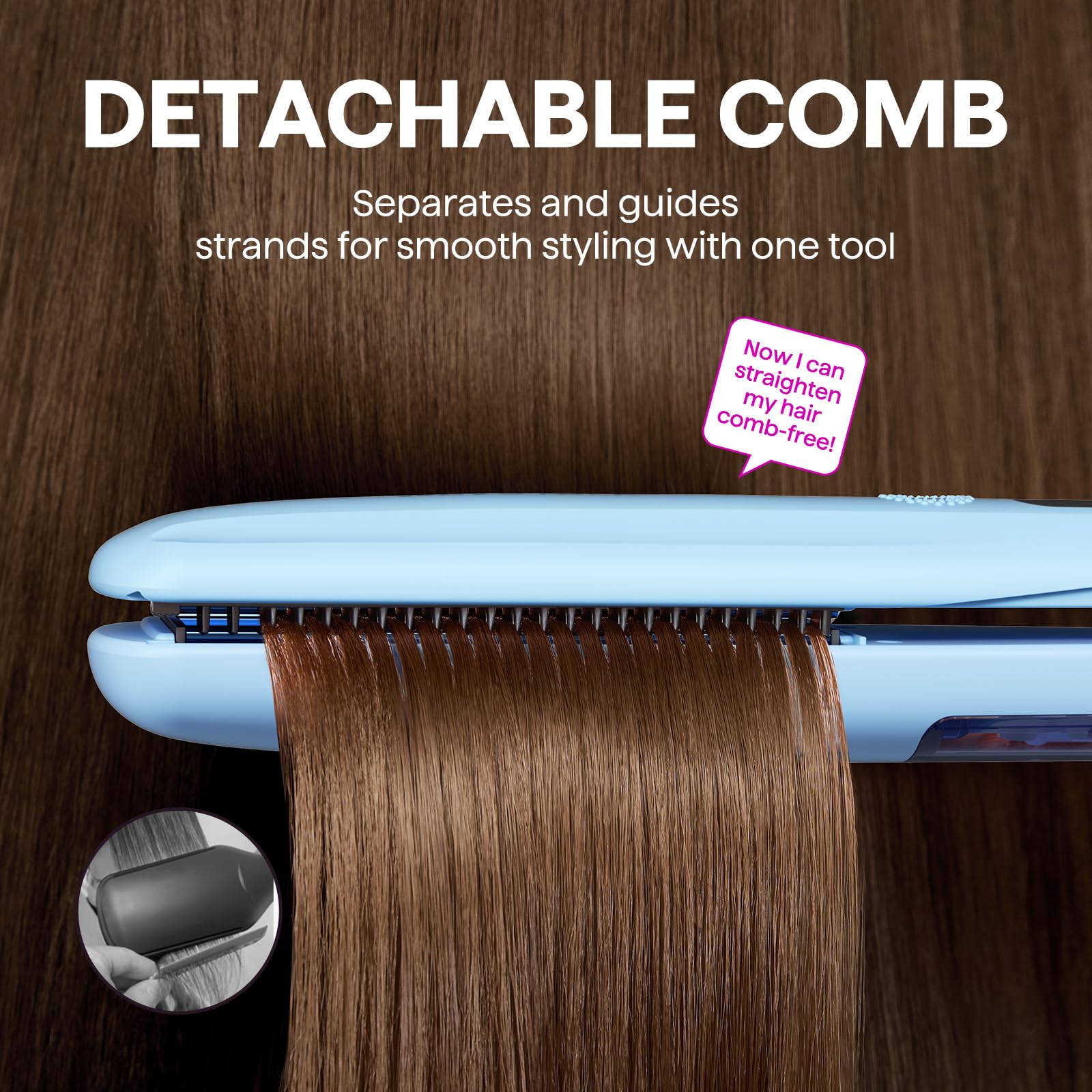 wavytalk detachable comb detail preventing tangles and breakage