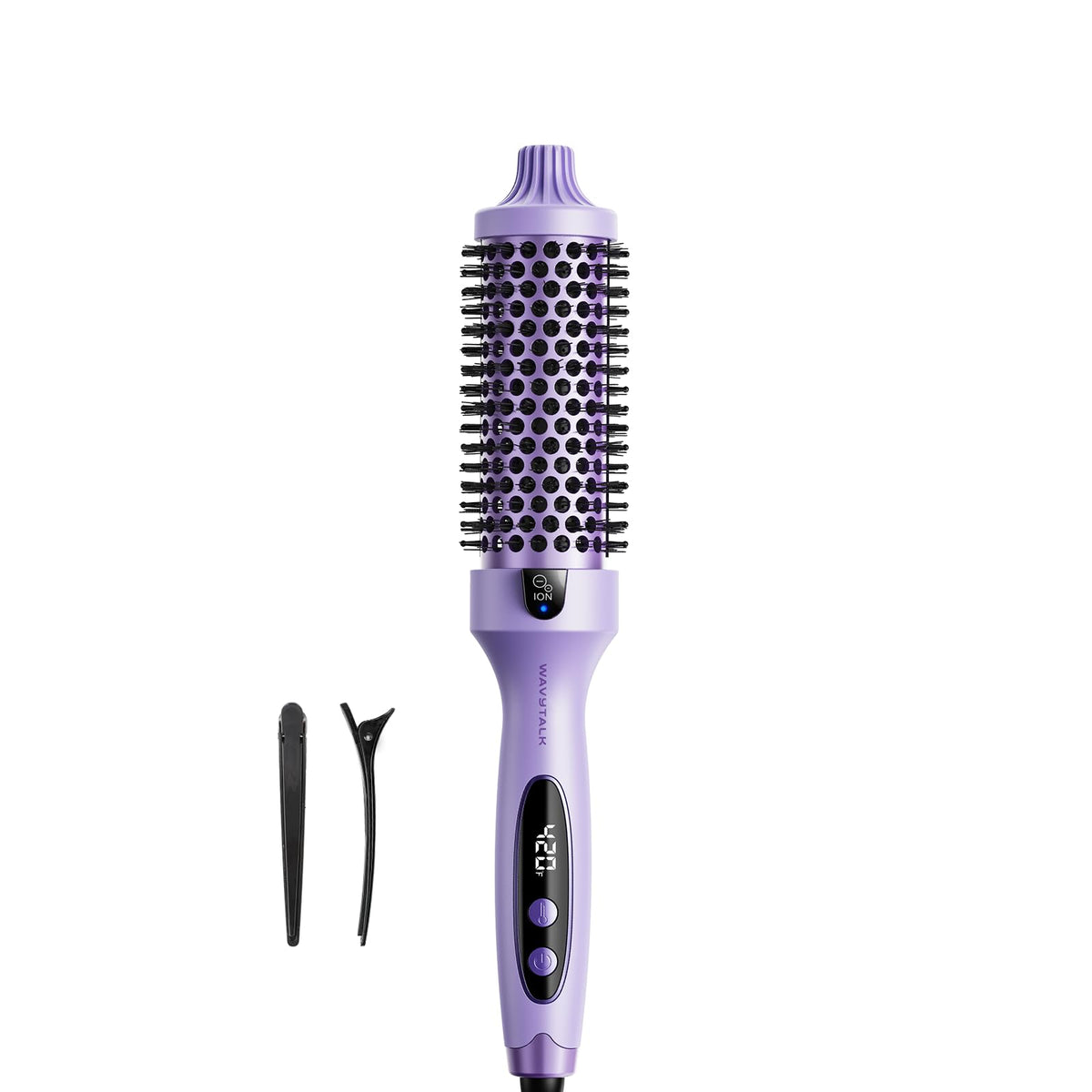 wavytalk front packaging showing the thermal round brush for quick styling