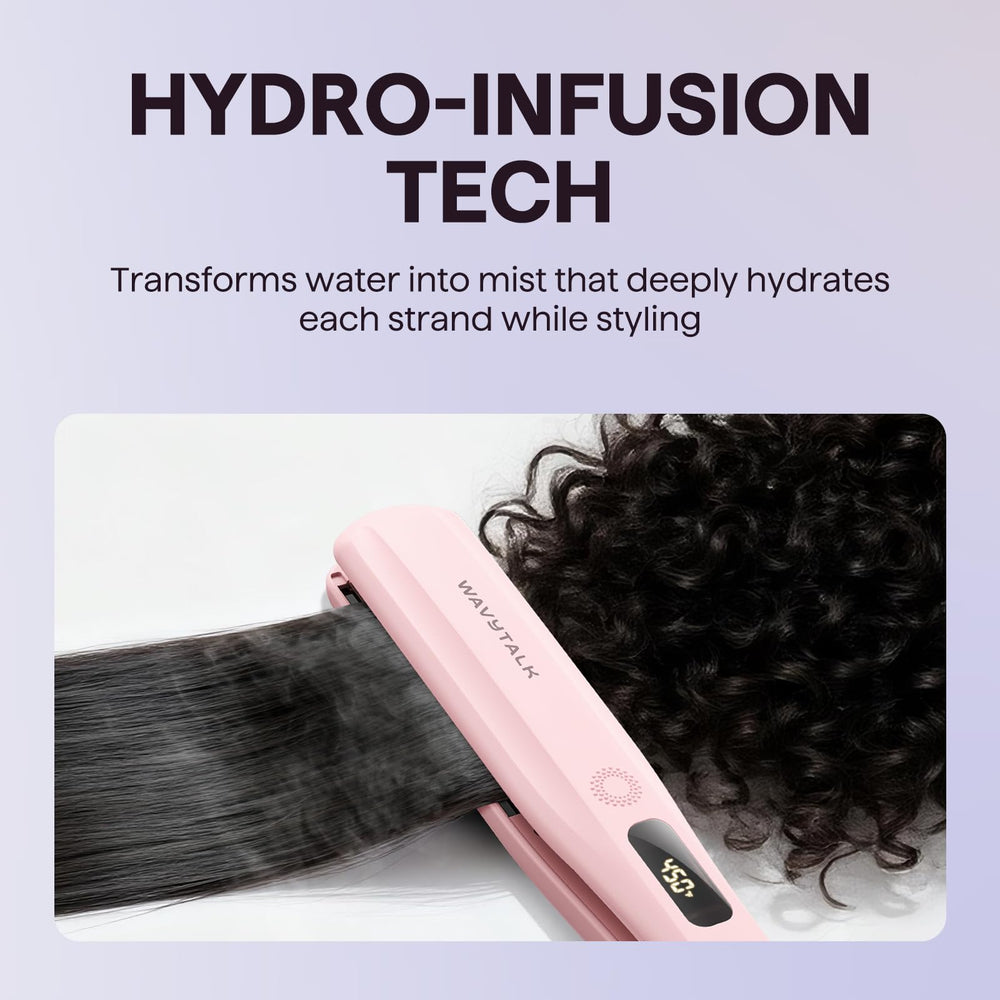 wavytalk lifestyle on bathroom counter styled hair outcome for salon-quality results