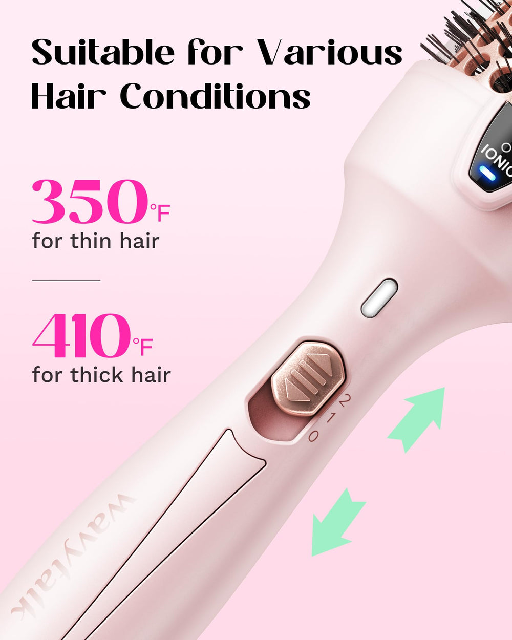 wavytalk size comparison with a ruler showing ideal 1.5 inch barrel for medium hair
