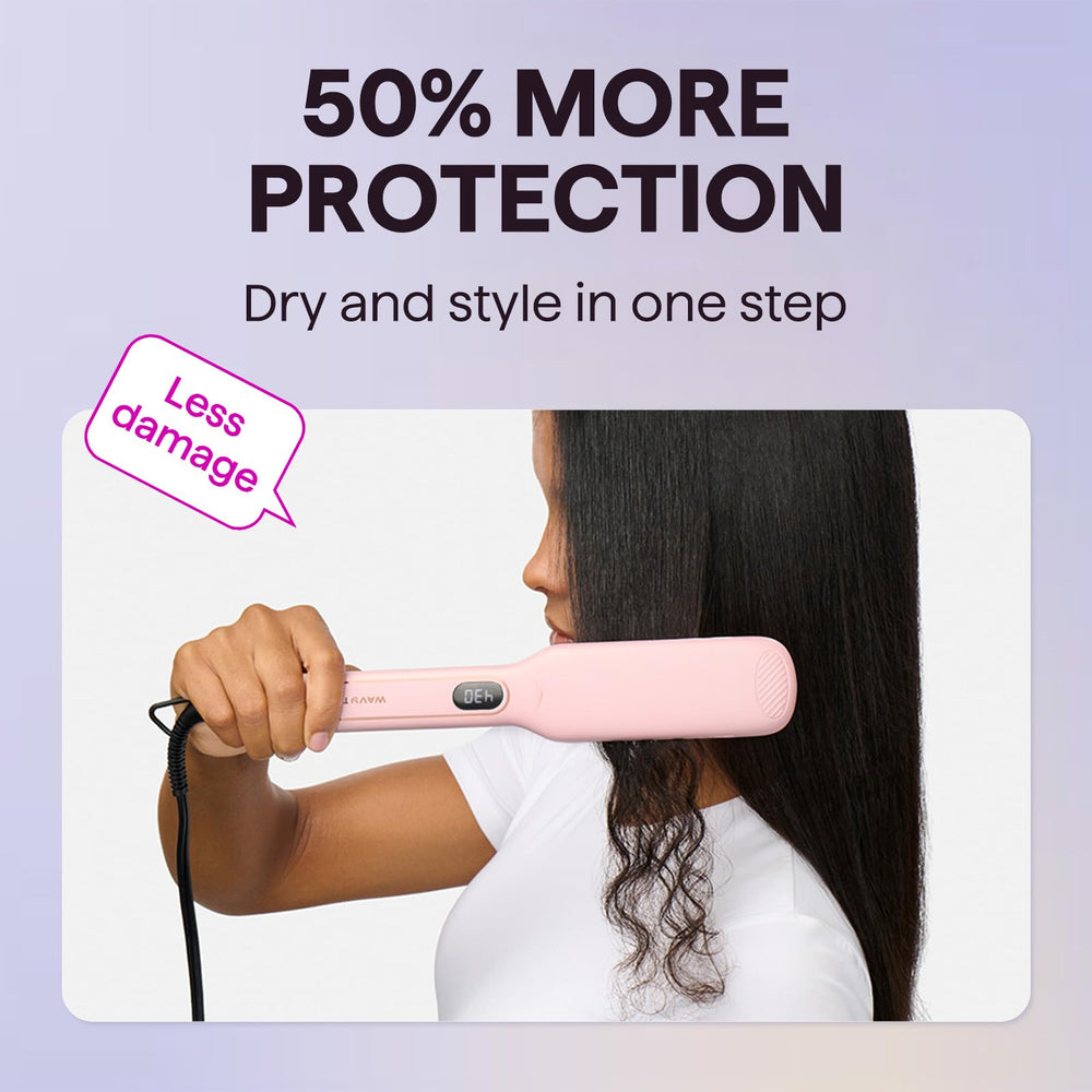 wavytalk straightener packed in travel bag, dual-voltage travel convenience