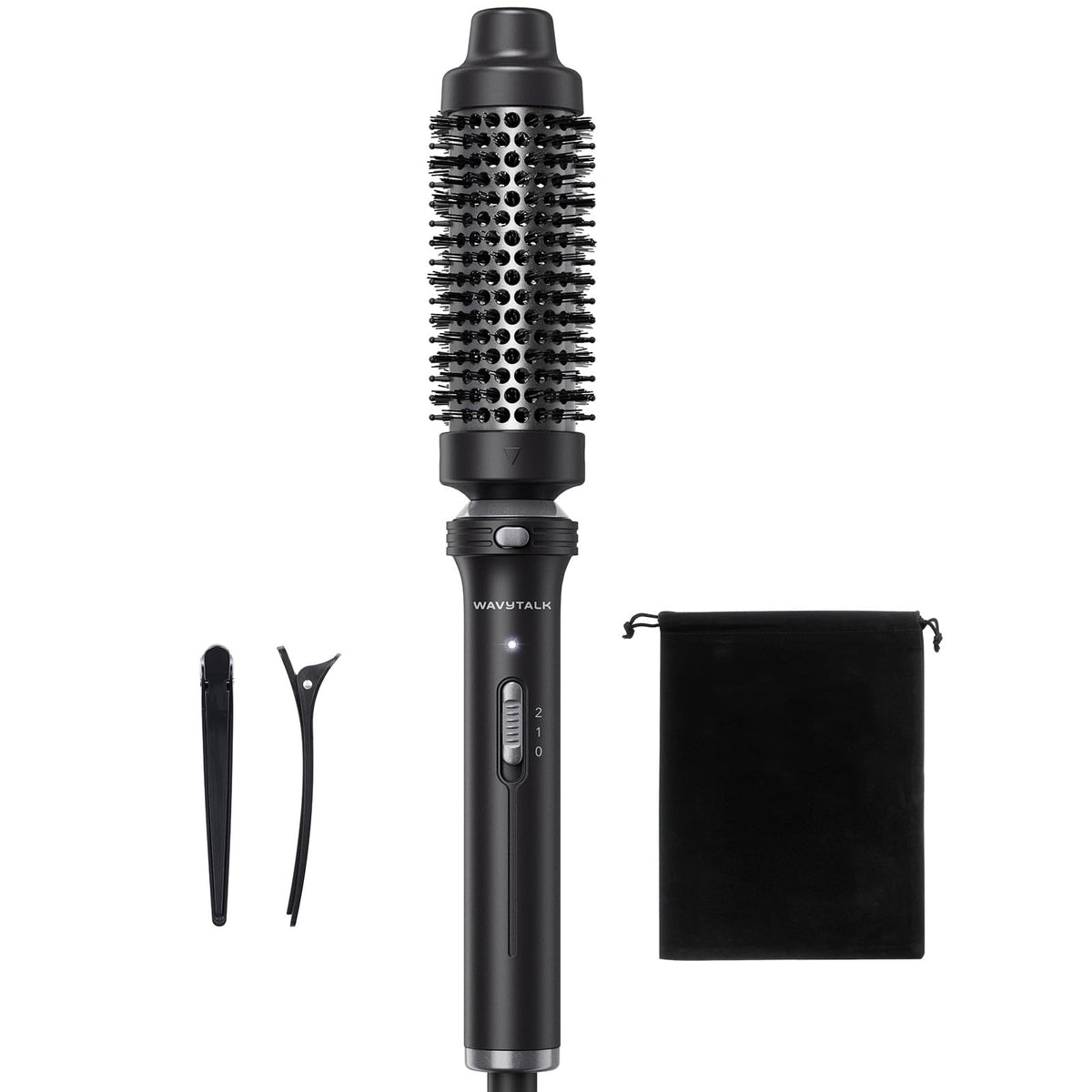 wavytalk thermal brush front view showing barrel and bristles for quick styling