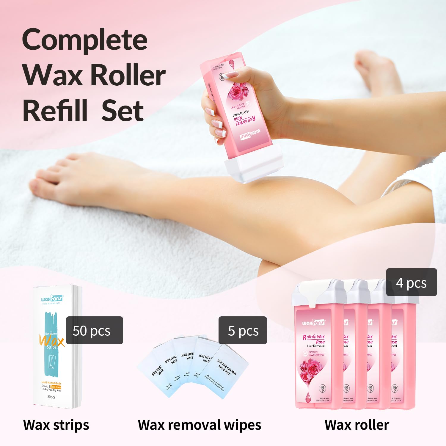 waxfans bathroom setup showing refill kit ready for at-home waxing convenience