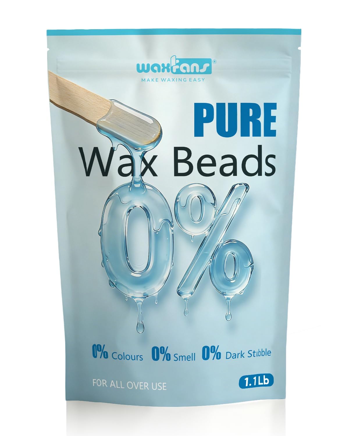 waxfans front packaging showing 1.1lb purity and unscented benefit