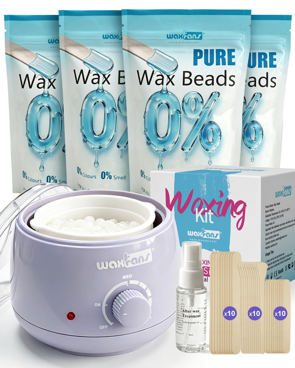 waxfans front packaging showing kit contents and benefits