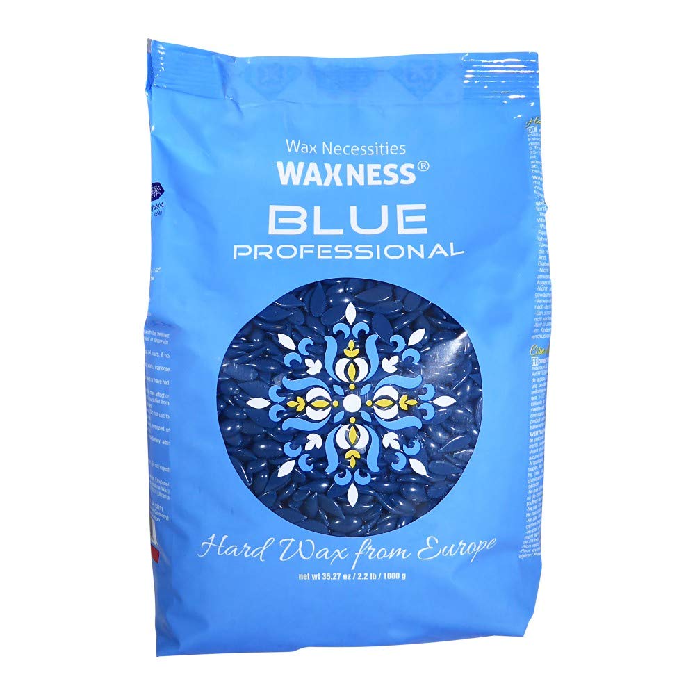 Waxness jar of blue beads front view showing product clarity and professional quality