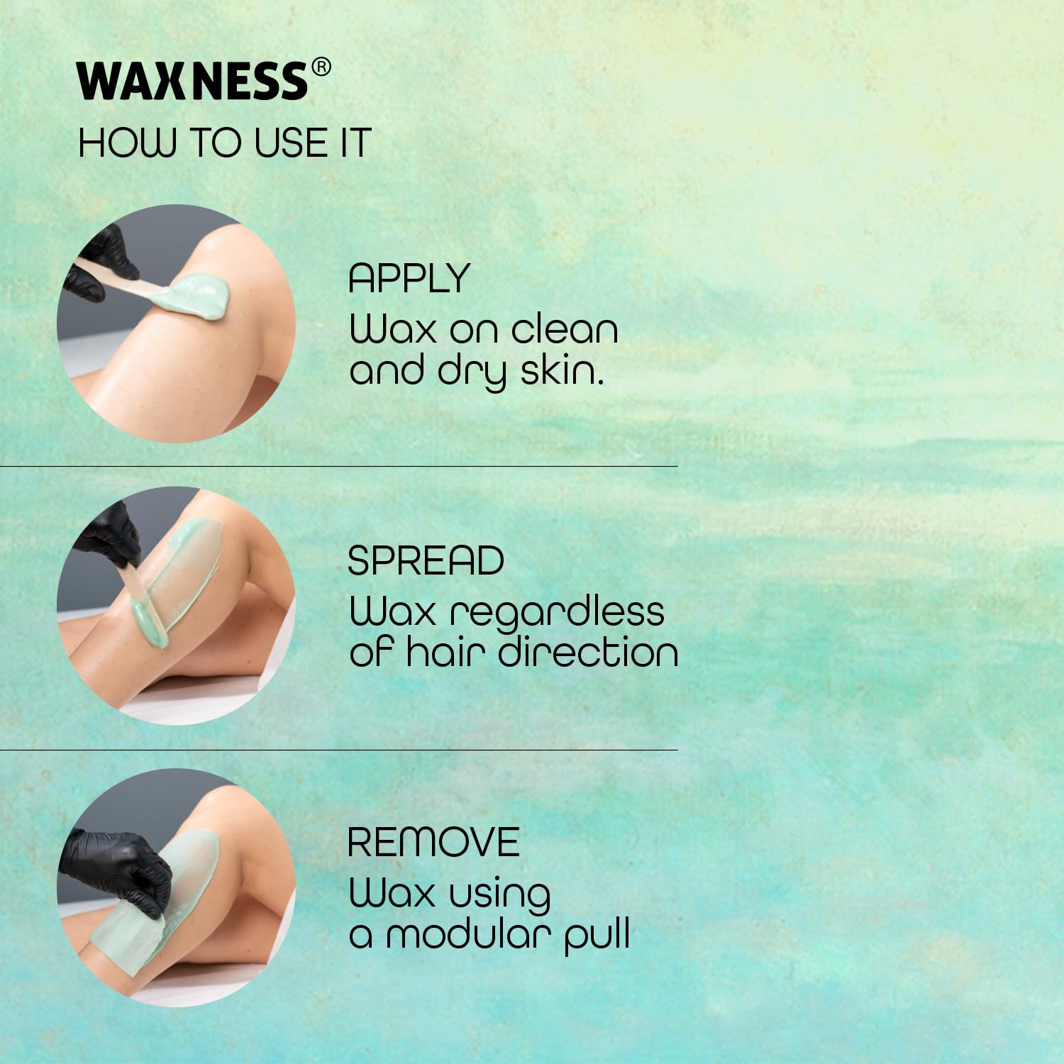 Waxness used underarm demonstrating stripless removal and reduced irritation