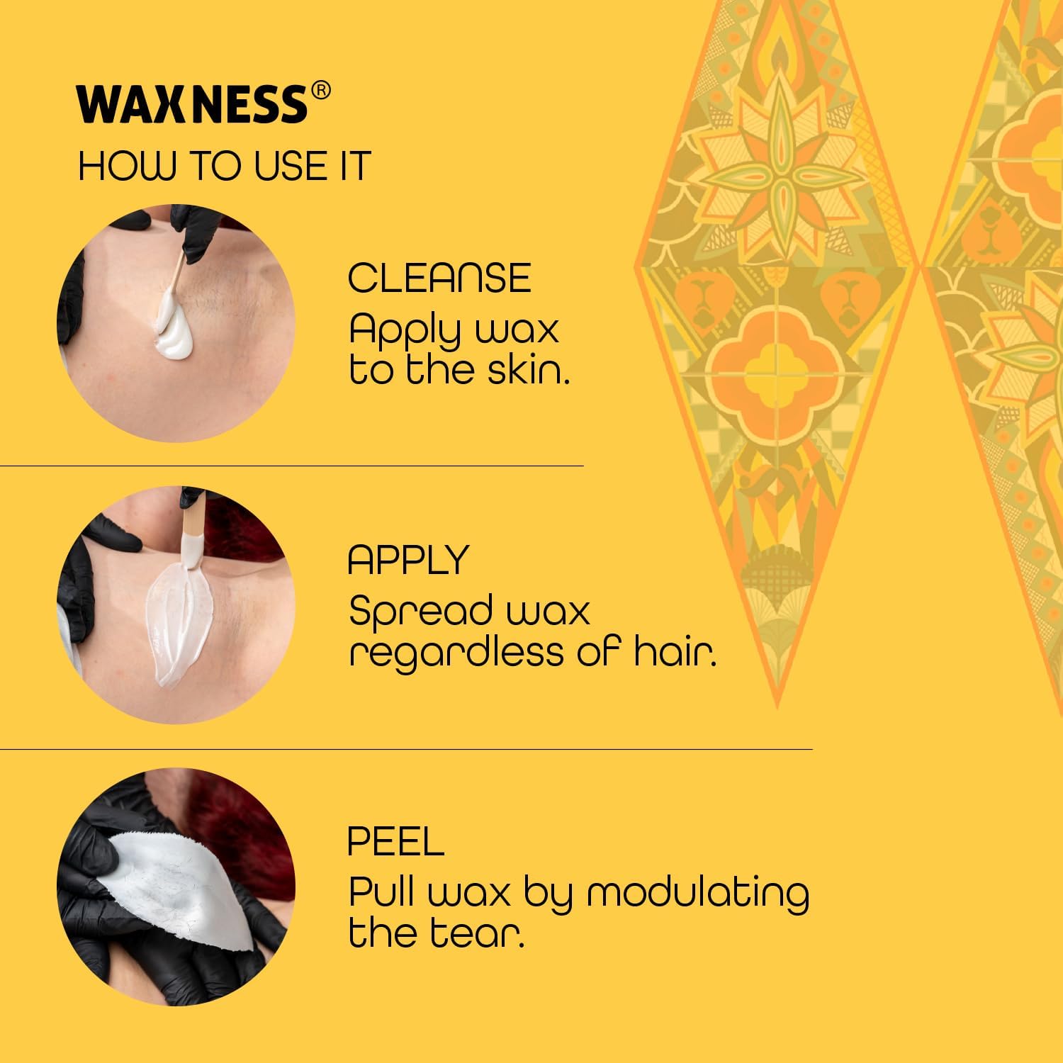 Technician lifting Waxness wax stripless for effective hair removal benefit