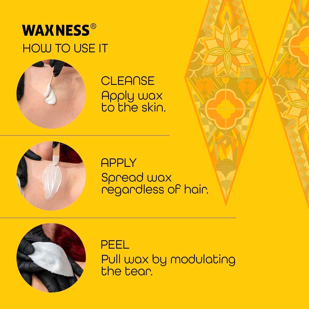 Technician lifting Waxness wax stripless for effective hair removal benefit