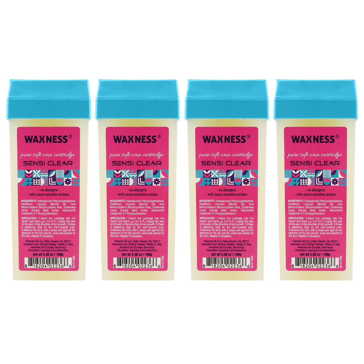 Waxness rosin-free cartridge front view showing label and pack benefits