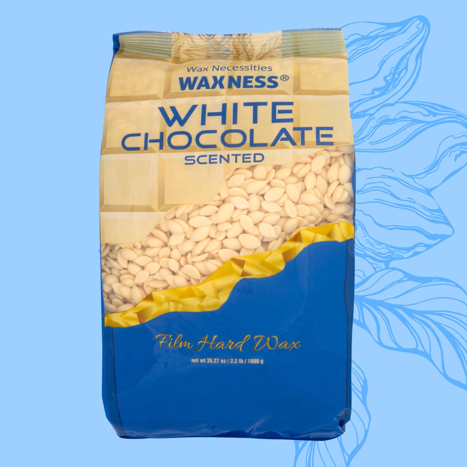 Waxness jar next to a 1 kg scale showing 2.2 lb size for salon supply clarity