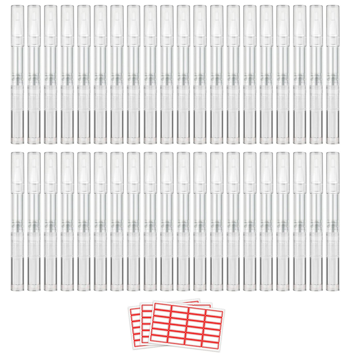 WEBBYBEAR front view of 40 empty cuticle oil pens showing compact set and caps for easy storage