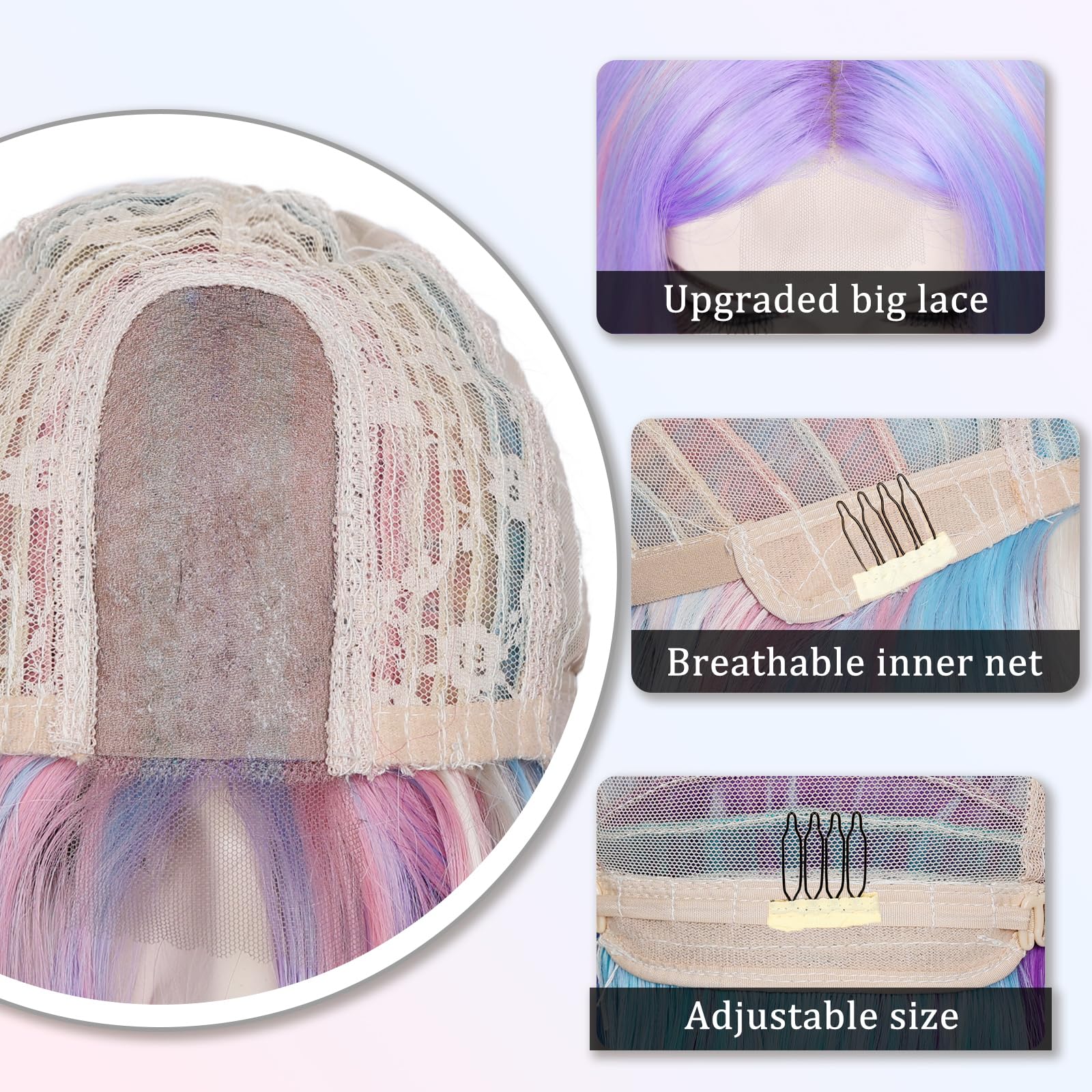 WECAN wig held by hand to show 28-inch length and true-to-scale length benefit