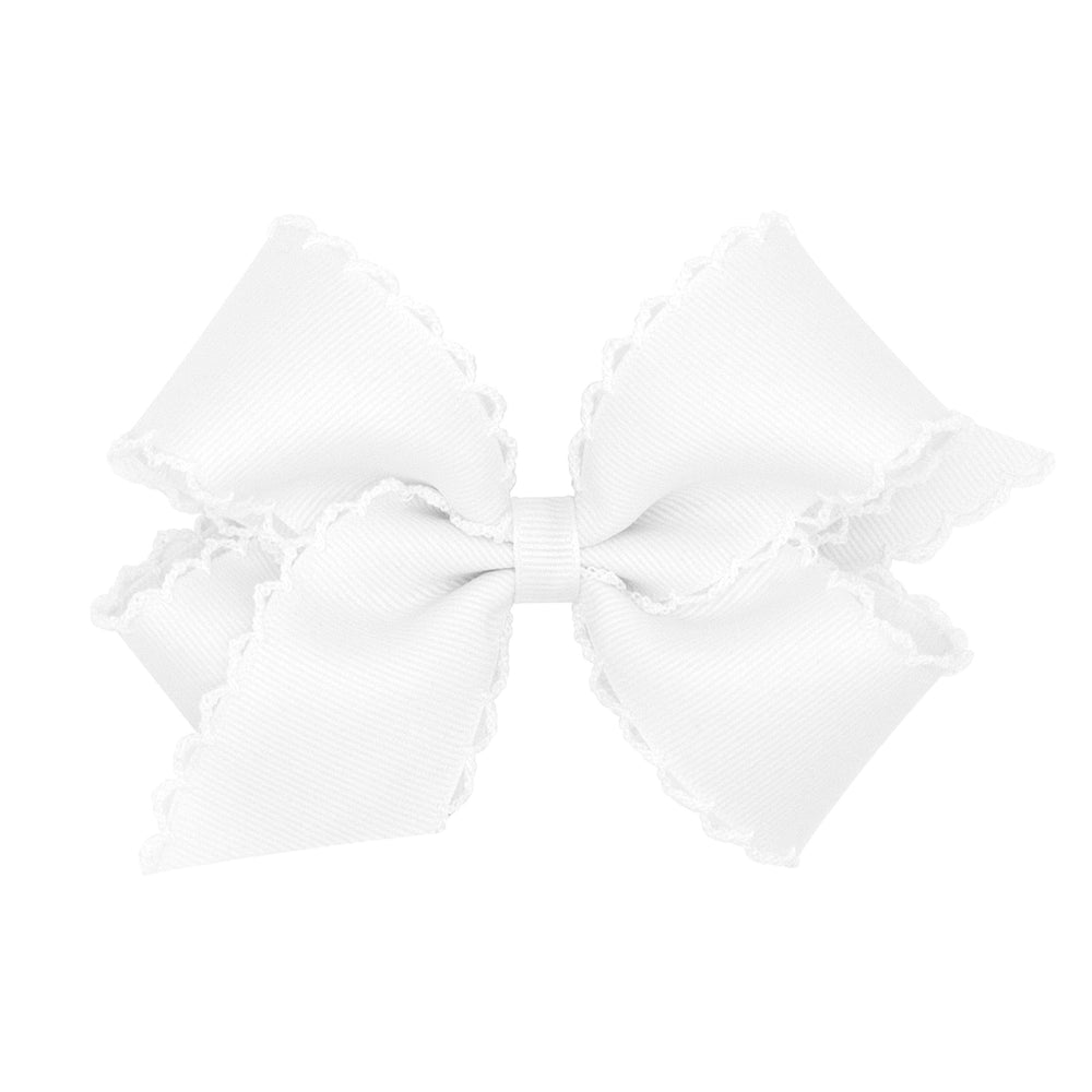 Wee Ones front view of white grosgrain bow showing neat knot and clean finish for polished looks