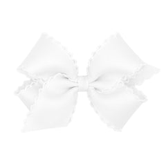 Wee Ones front view of white grosgrain bow showing neat knot and clean finish for polished looks
