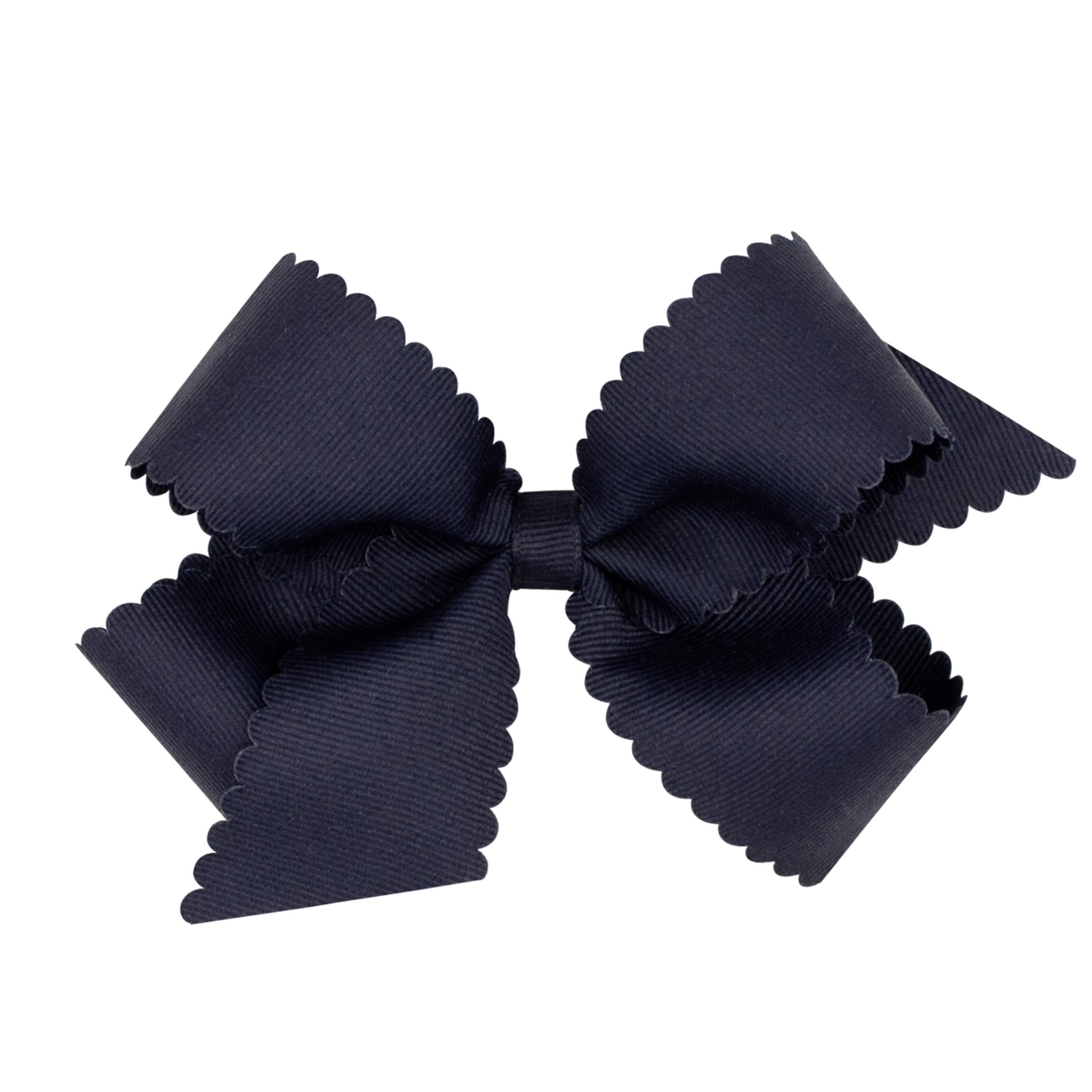 Wee Ones navy bow front view showing neat hand-tied finish and polished look
