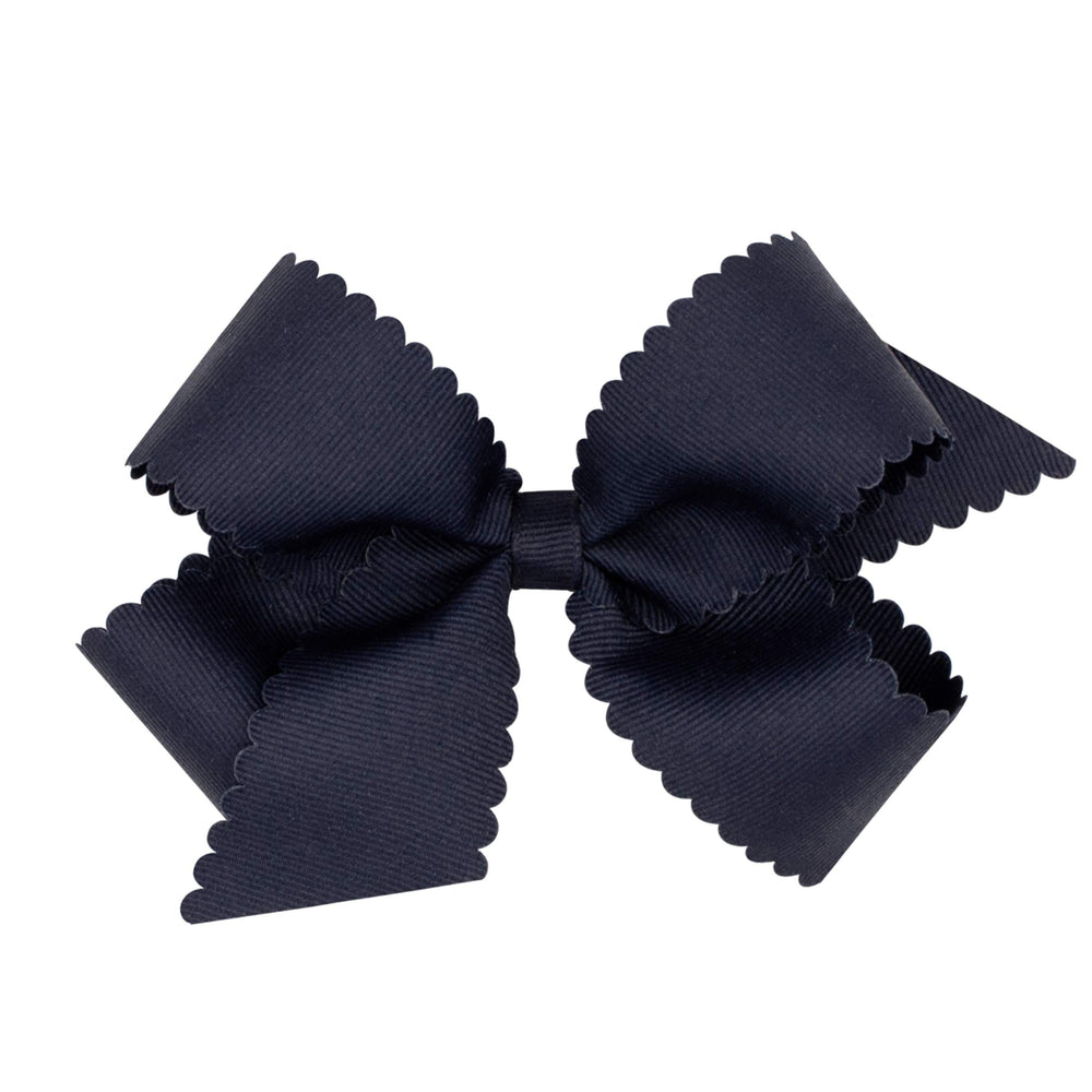 Wee Ones navy bow front view showing neat hand-tied finish and polished look