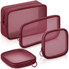 Weewooday wine red front view showing four mesh pouches and clear visibility benefit