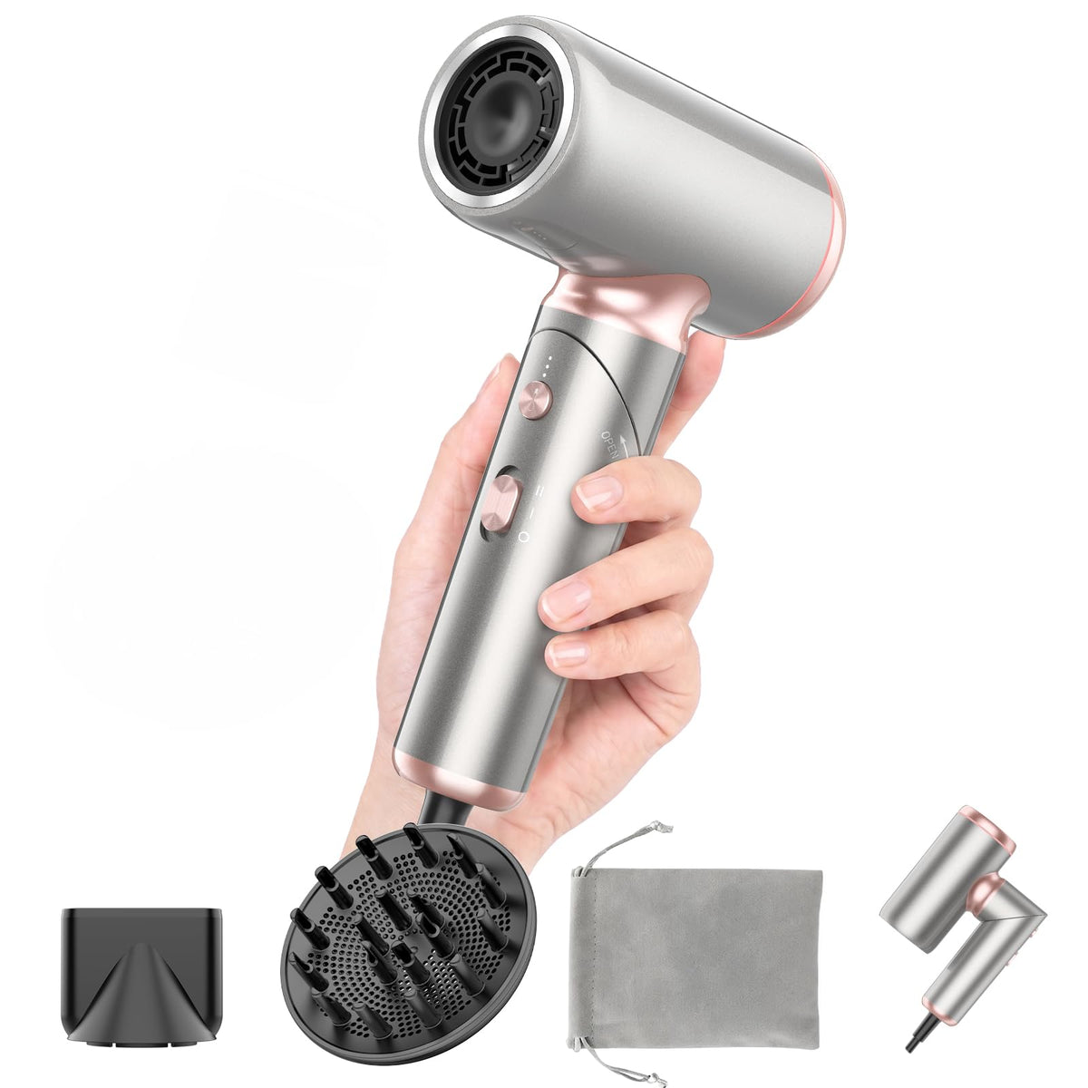 WEEYUM front view showing compact high-speed dryer and controls for efficient styling