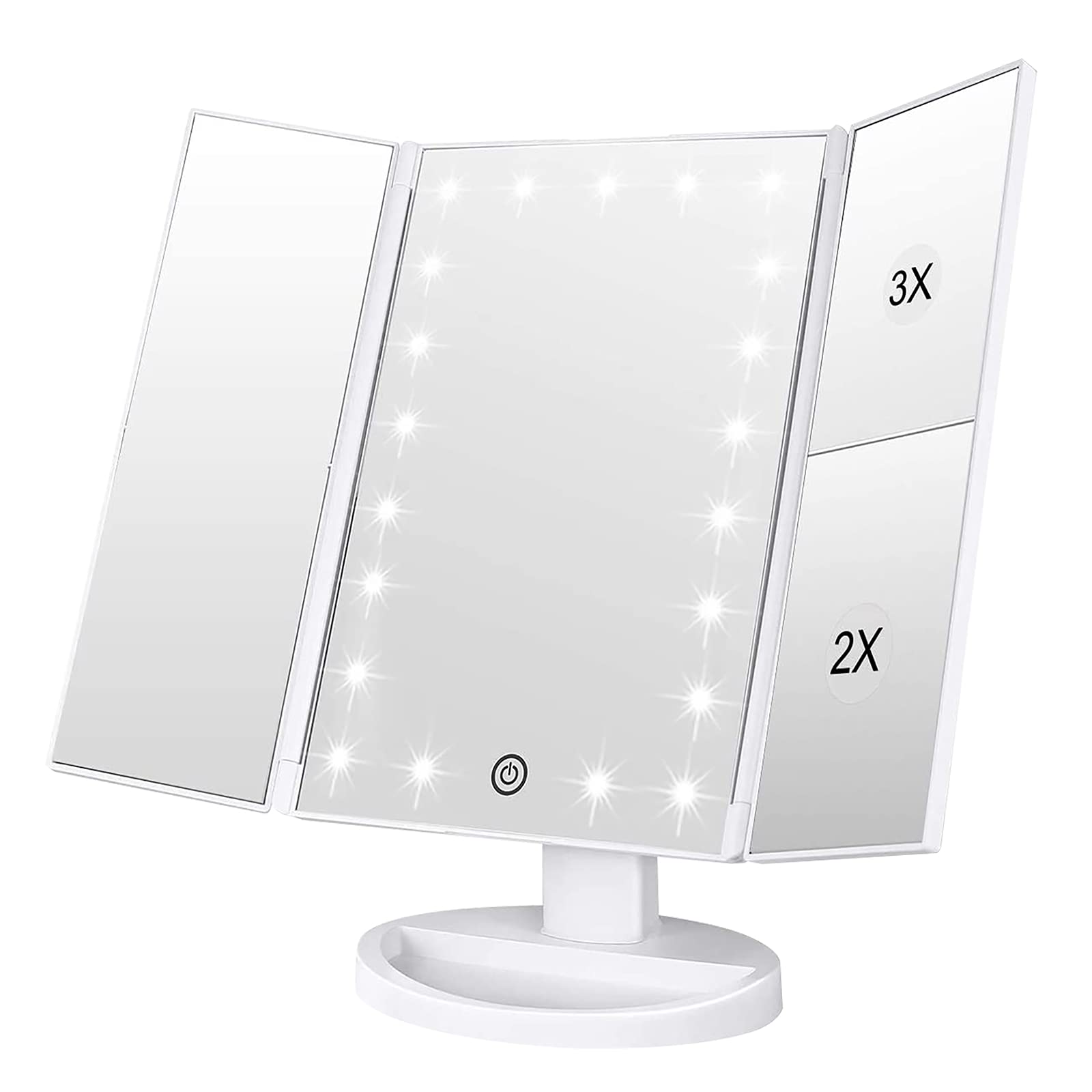 WEILY front closed trifold mirror protecting glass and compact storage