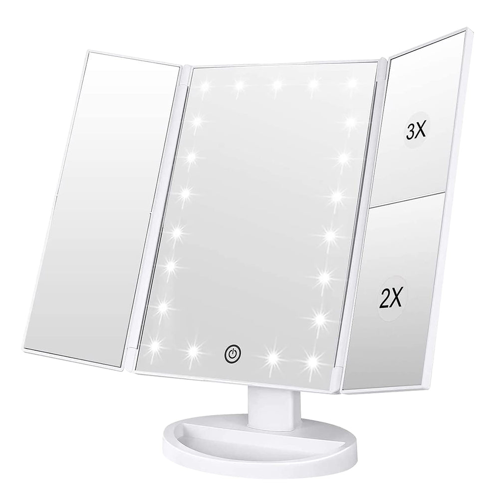 WEILY front closed trifold mirror protecting glass and compact storage