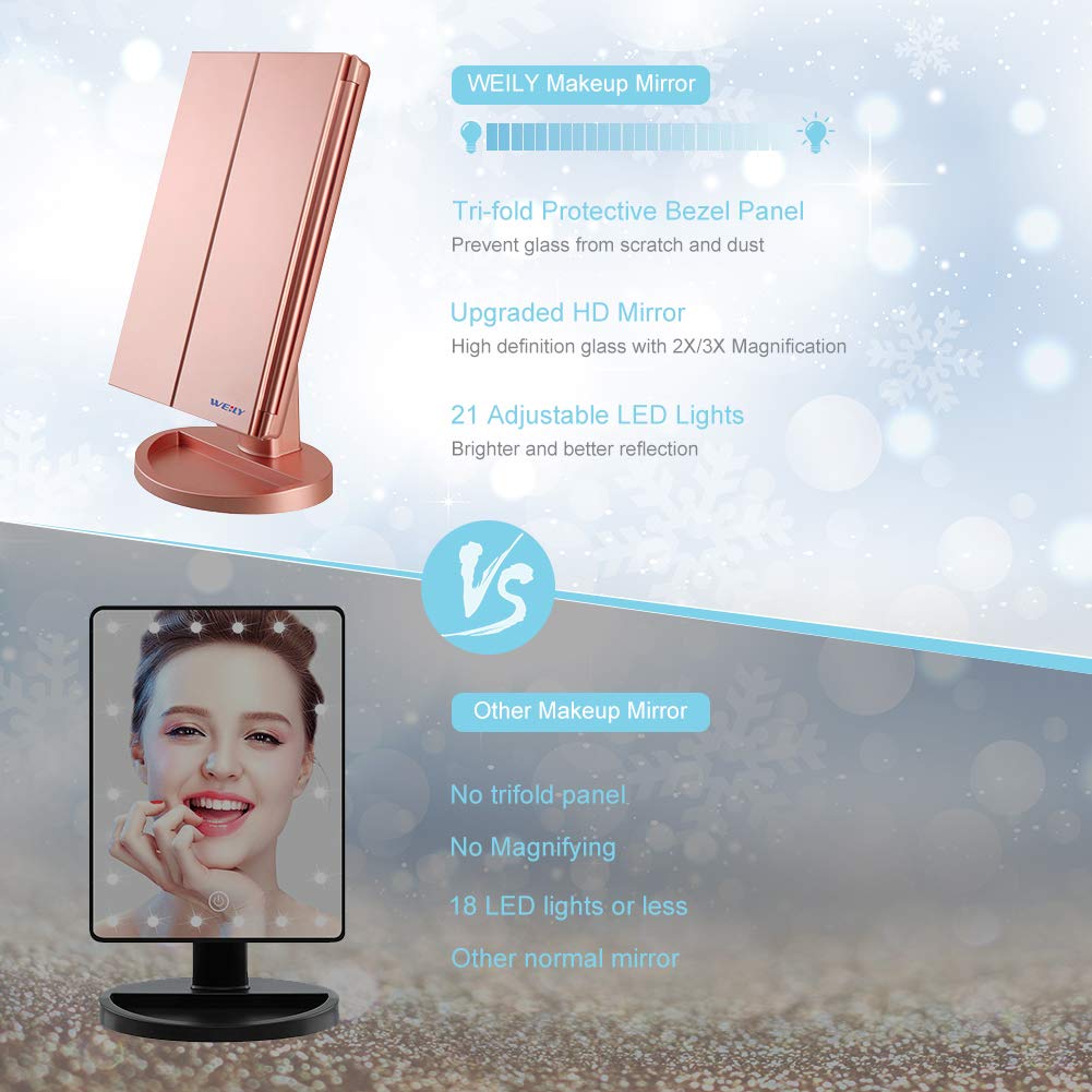 WEILY mirror packed in travel bag showing compact size and portability benefit