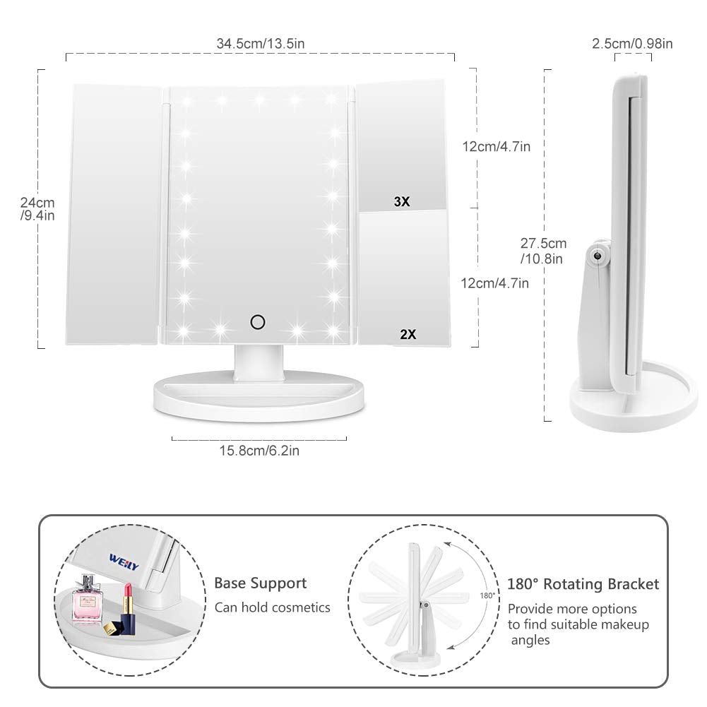 WEILY touch control and recessed base organizing jewelry and cosmetics