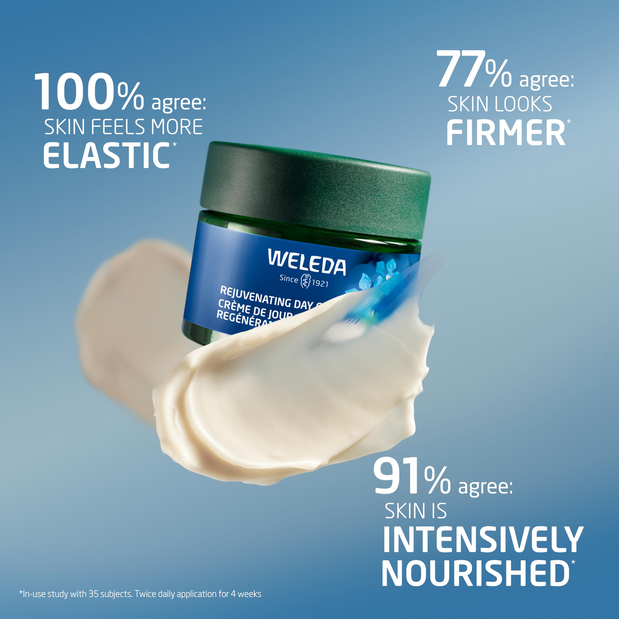 Weleda jar in hand demonstrating compact 1.3 fl oz travelable benefit