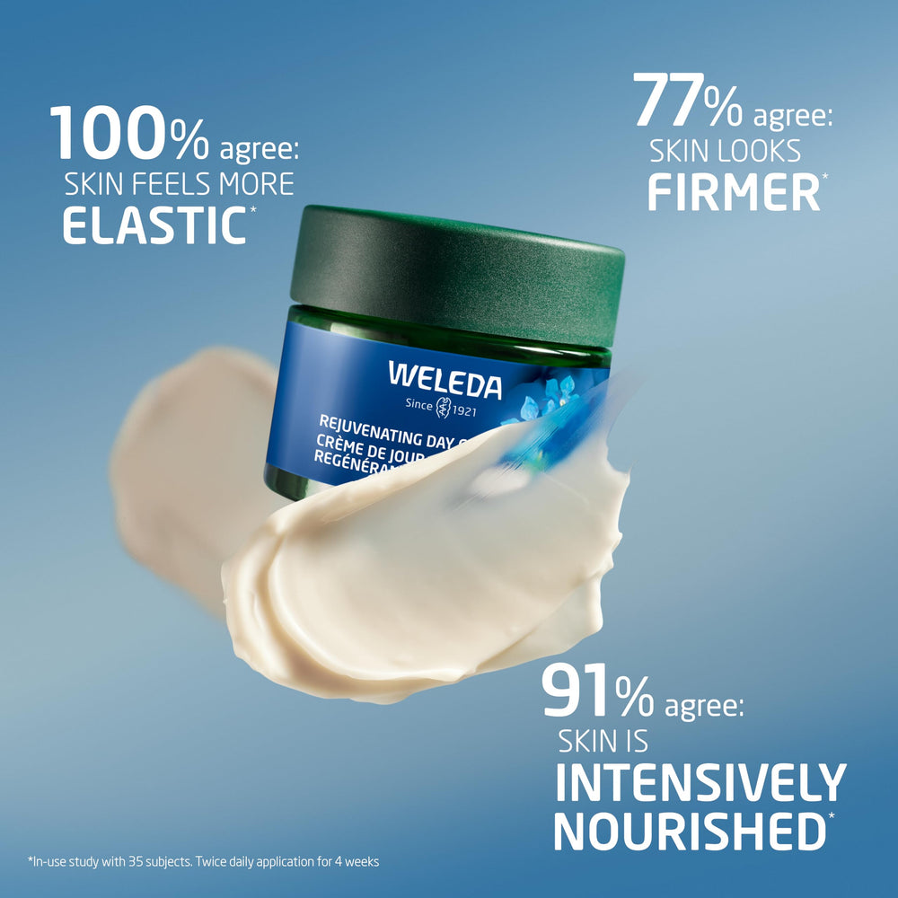 Weleda jar in hand demonstrating compact 1.3 fl oz travelable benefit