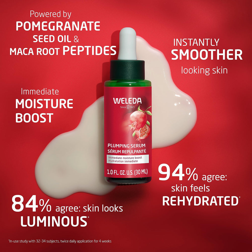 Weleda serum texture satin finish on skin demonstrating quick absorption benefit