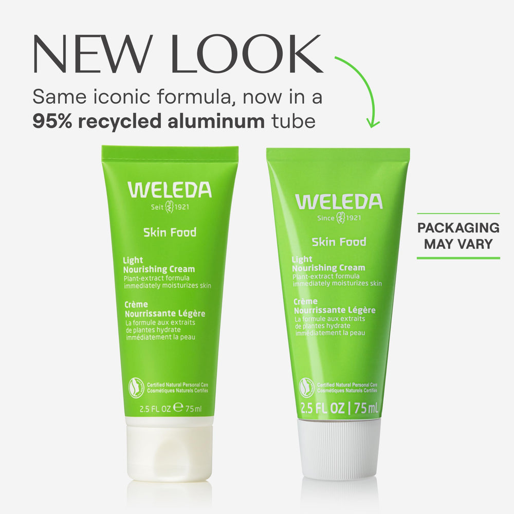 Weleda Skin Food Light texture close-up demonstrating lightweight absorbent cream