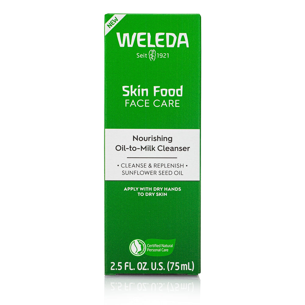 Weleda Skin Food oil texture closeup demonstrating silky makeup-melting action