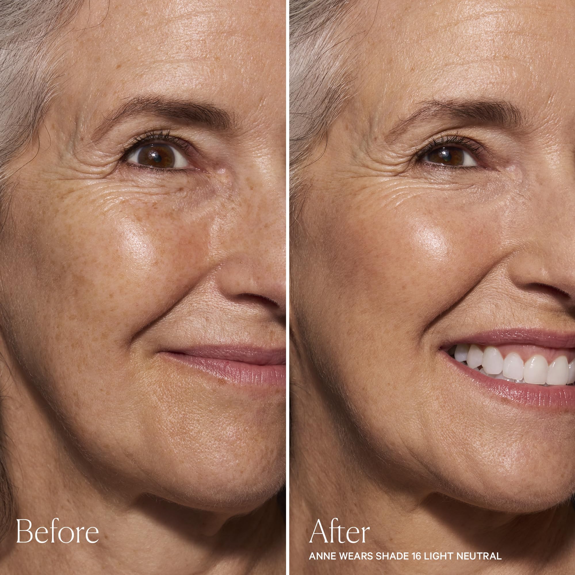 Well People stick applied on model's face demonstrating natural finish benefit