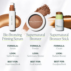 Well People applied on cheek showing natural bronzed coverage benefit