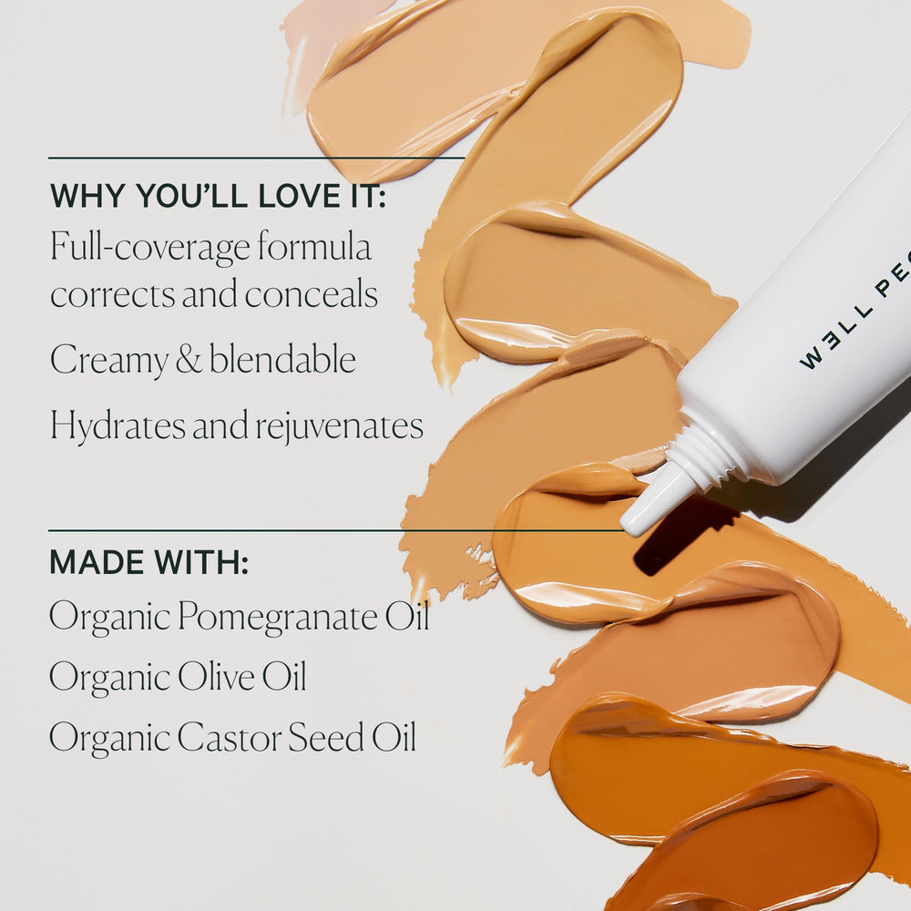 Well People concealer before and after under-eye demonstrating natural full coverage
