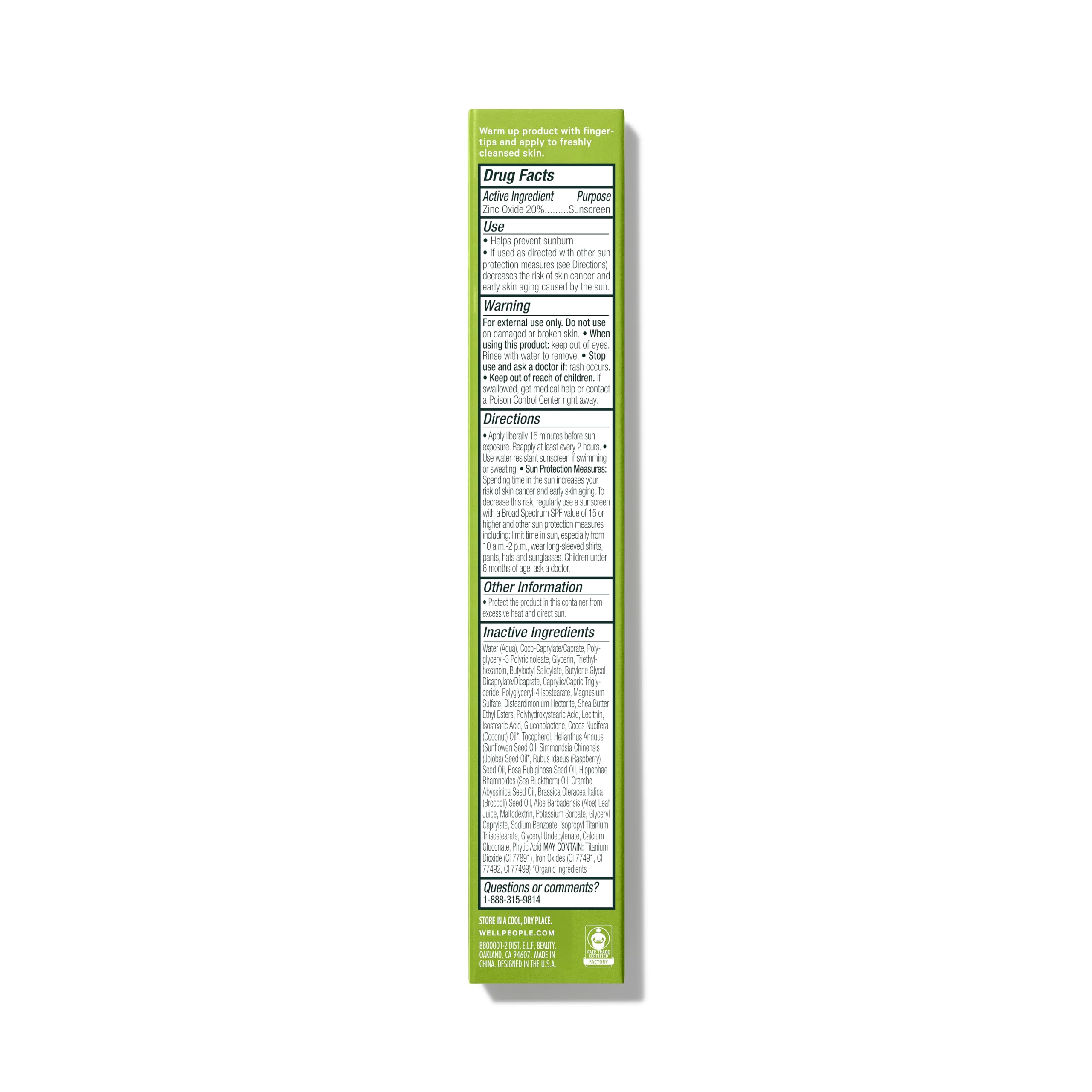 Well People label close-up showing SPF 30 and clean-beauty claims for confident choice